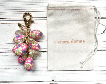 Lenora Dame Spring Egg Bag Charm - Pink & Iridescent