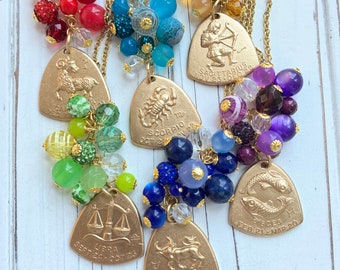 Lenora Dame Zodiac Necklace - Choice of Zodiac Sign Pendant