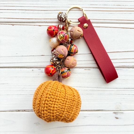 Lenora Dame Golden Yellow Crocheted Pumpkin Bag Charm