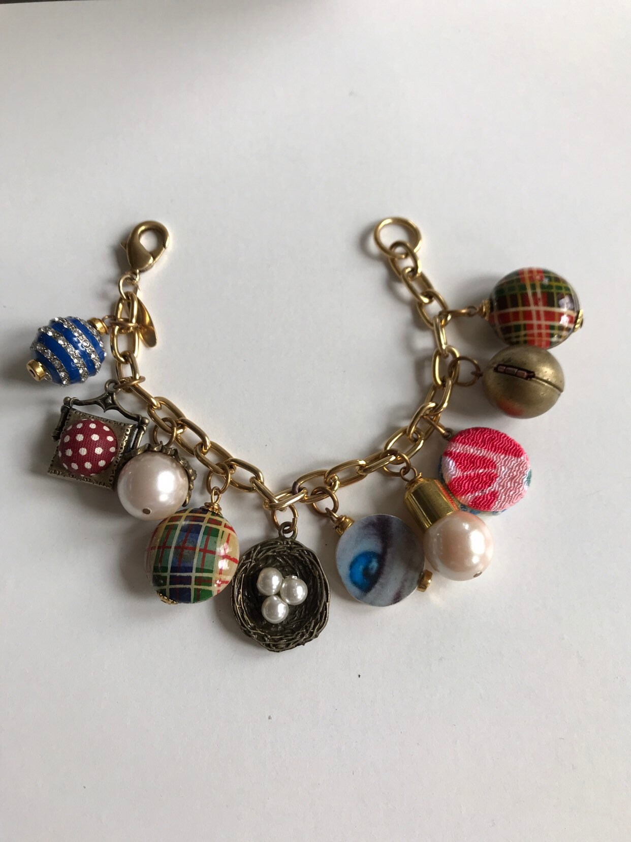 Lenora Dame Bird Nest Charm Bracelet Etsy