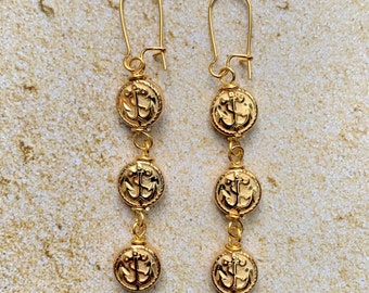 Lenora Dame Drop Anchor Earrings