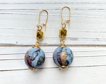 Lenora Dame Wanderlust Vintage Map Earrings