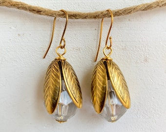 Lenora Dame Bead Cap Earrings in Lucite