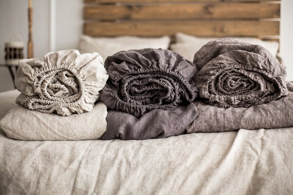 Linen Sheets Set Linen Fitted Sheet Flat Sheet Single Full Etsy