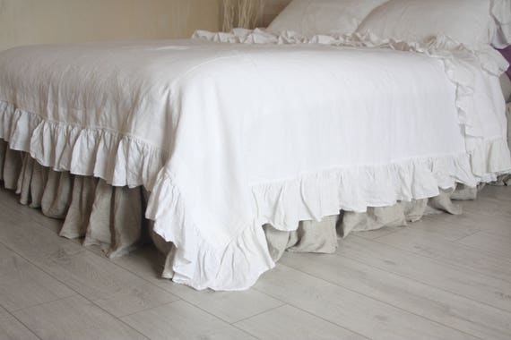 Linen Duvet Cover With Ruffles Shabby Chic Linen Ruffled Duvet Etsy