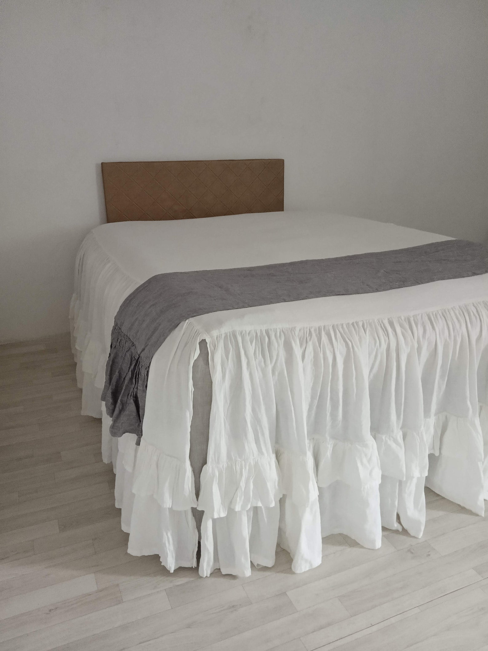 Split corners Linen Dust Ruffle Bed Skirt with Double ruffle Etsy
