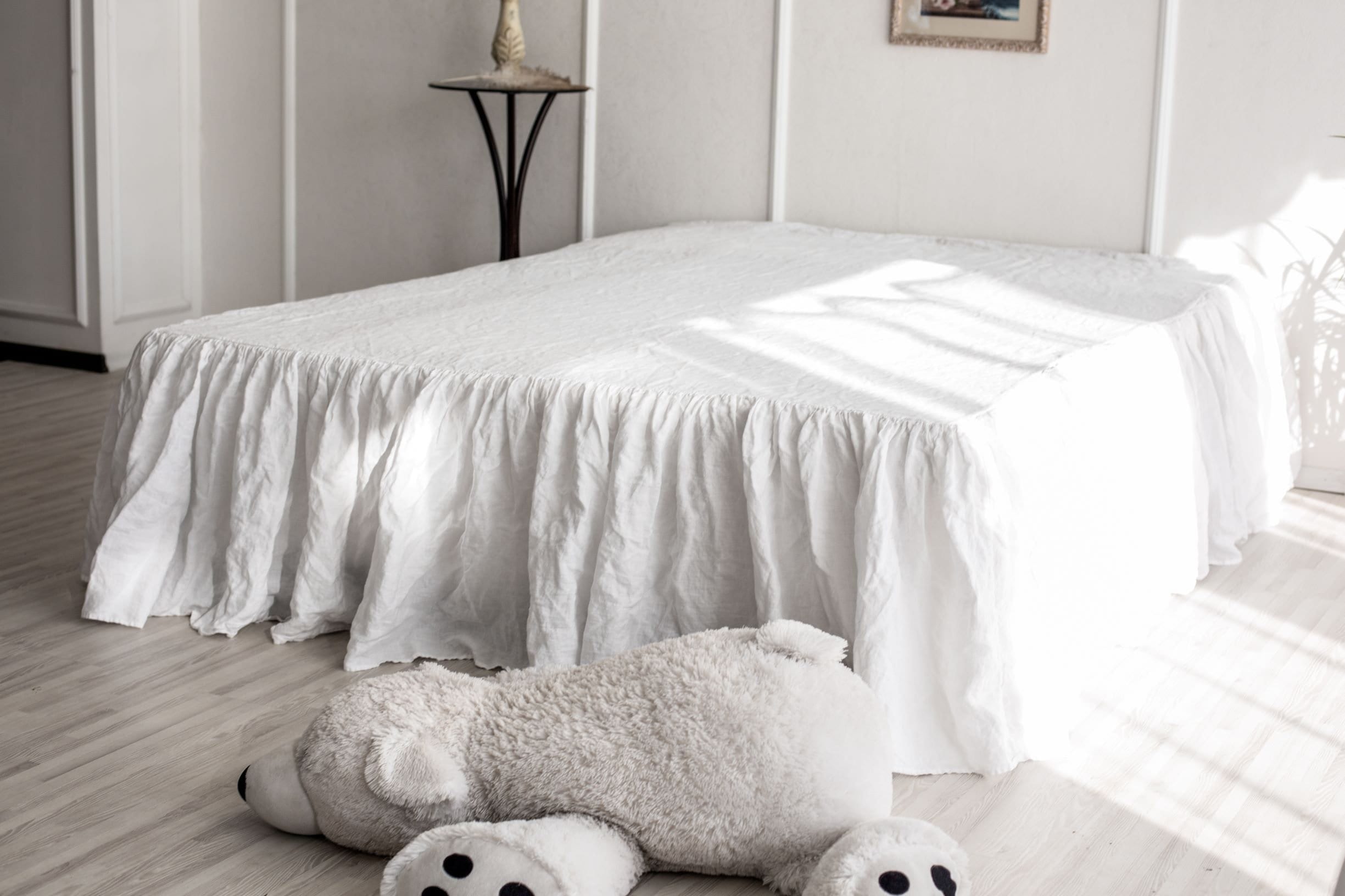 Linen Dust Ruffle Bed Skirt European Flax Natural linen Twin Etsy