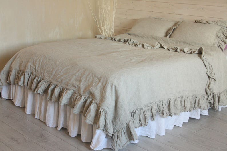 LINEN ruffles DUVET COVER Shabby Chic linen ruffled duvet Etsy