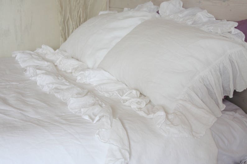 Bedding set LINEN ruffles DUVET COVER and pillowcases Shabby Etsy
