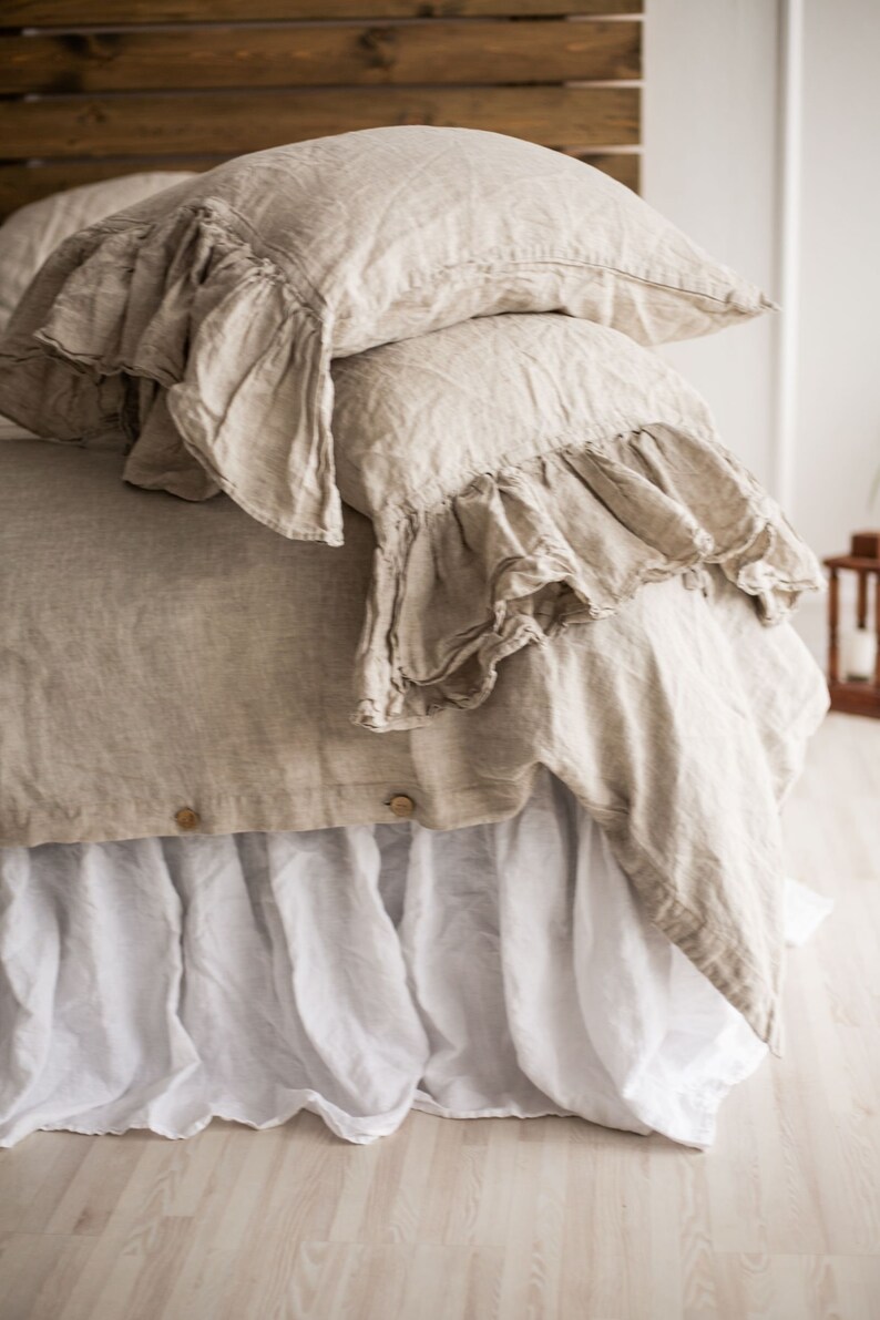 Linen shabby chic pillowcase Linen Pillowcase with ruffles Etsy