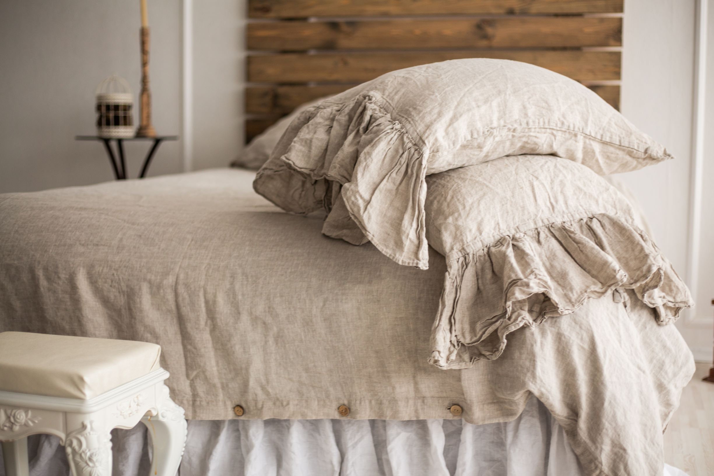 Linen shabby chic pillowcase Linen Pillowcase with ruffles Etsy