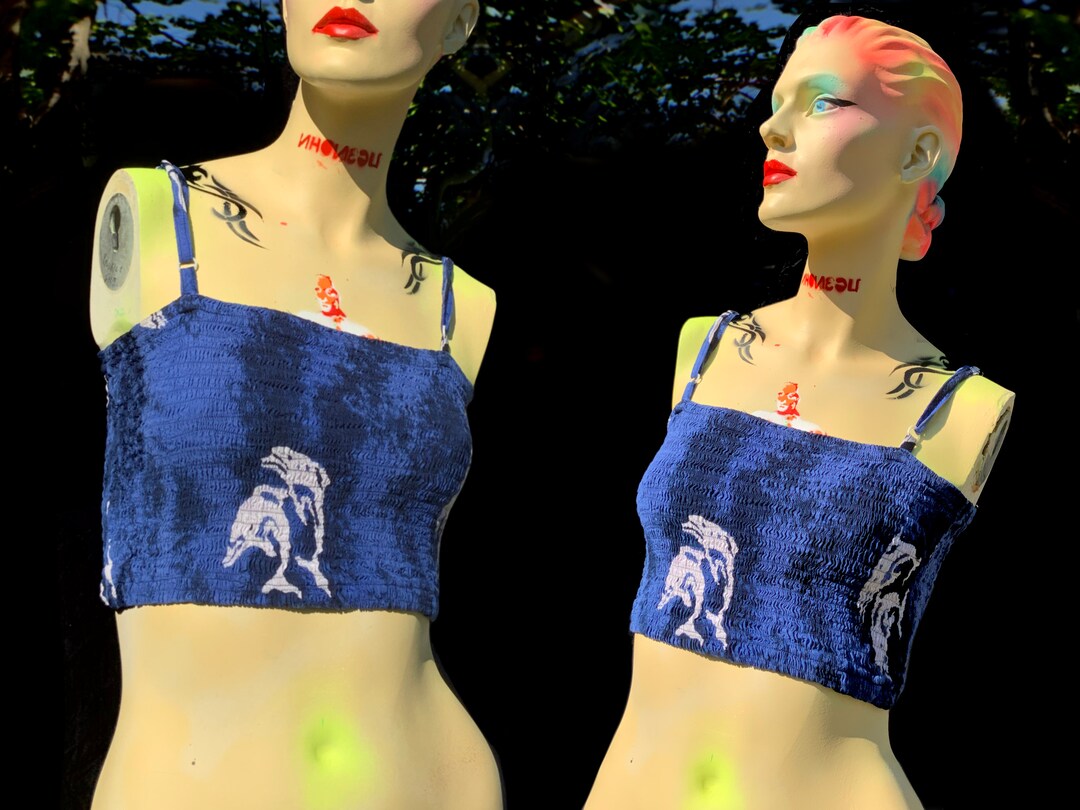 1990s Caribbean Tropical Vacation Shirred Tank Top Vintage Cropped Y2k ...