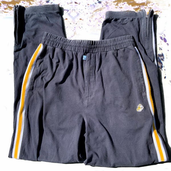 Vintage Original 1990’s School Of Hard Knocks Navy Blue Sweatpants Men’s Large Hip Hop Embroidery Cartoon Patch Sohk Stripe Track Pants Y2k
