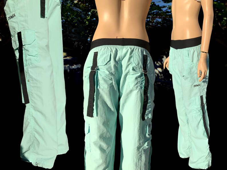 Y2K Zumba Parachute Cargo Bondage Pants Elastic Waistband Women's Large