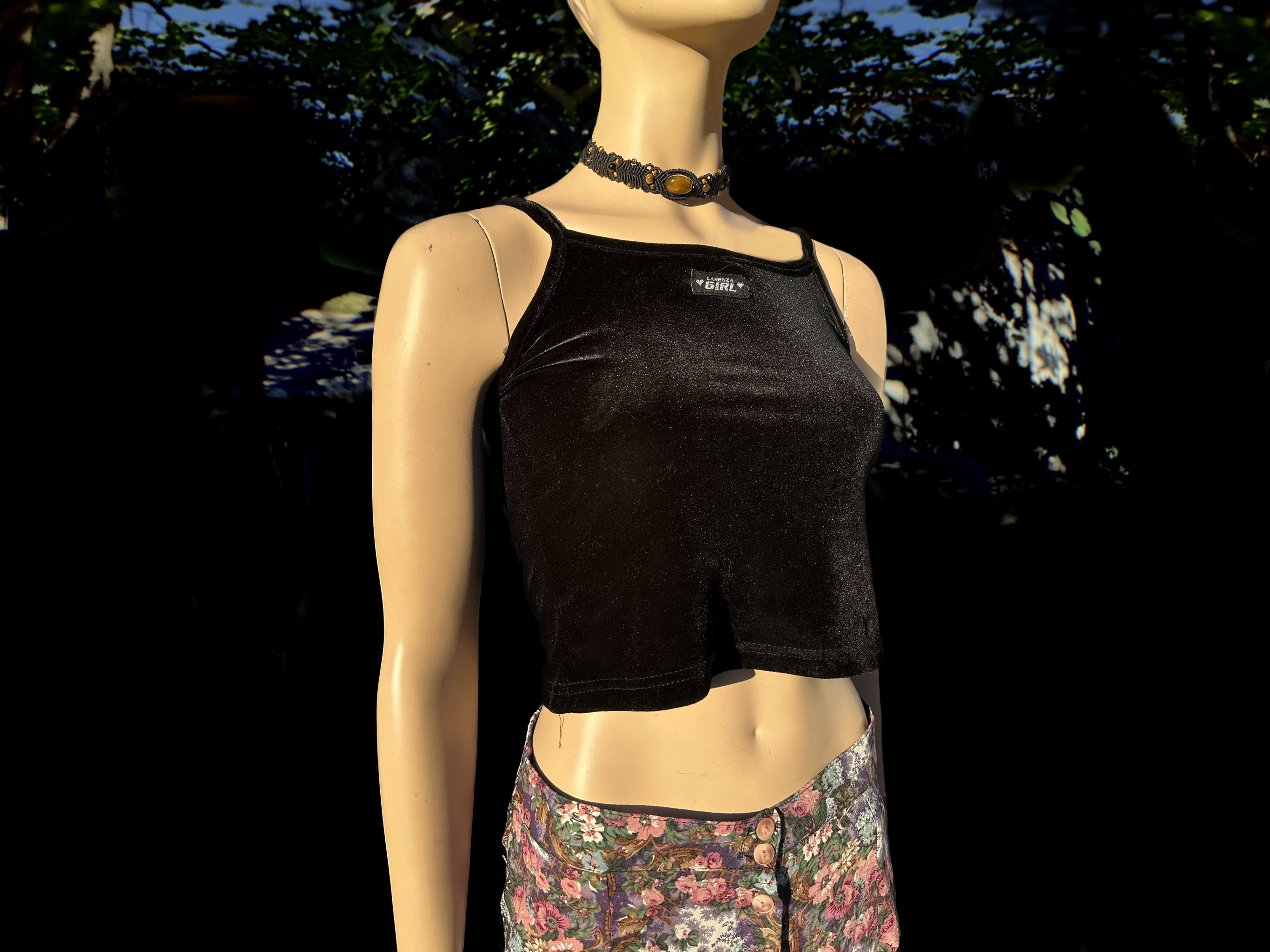 Women Velvet Gothic Crop Top Tank Black Lace Emo Aesthetic Fashion