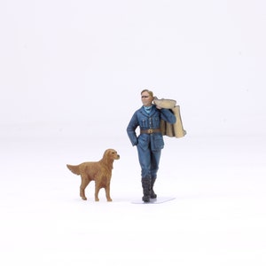 Bemalte Figur RAF Pilot & Hund 1:48 (Erbaut und bemalt mit Profikönnen)