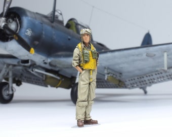 塗装済みフィギュア アメリカ海軍パイロット WWII 1:48 (プロの技術で