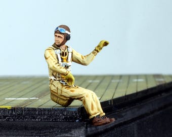 Painted US Navy Pilot Figure WWII 1:48 Scale Model - Etsy