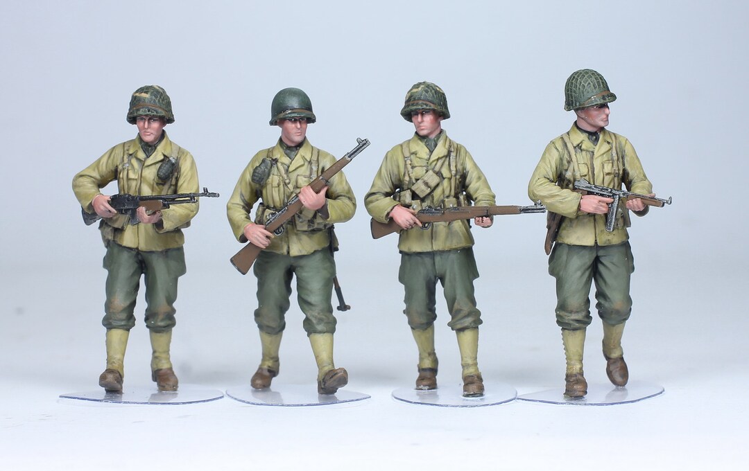 塗装済みフィギュア アメリカ兵 歩兵 (04 体) ヨーロッパ WW2 1