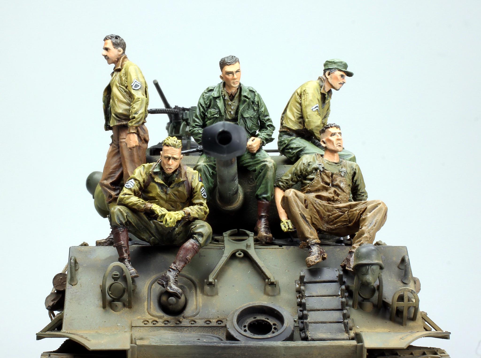 1/35 Scale Resin WWII US Tank Crew Figures – 4 Unassembled & Unpainted Military Models (Unbranded, 388)