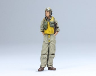 塗装済みフィギュア アメリカ海軍パイロット WWII 1:48 (プロの技術で