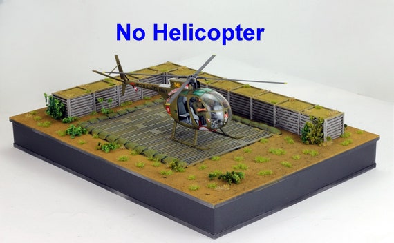 Pro-built 1/35 OH-6A Cayuse Helicopter Airfield Base, Vietnam War