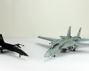 1/48 F-14A Tomcat & MiG-28 Hand-Painted Model Set – Movie Inspired Naval Fighter Jets – Pre-Order Display Piece