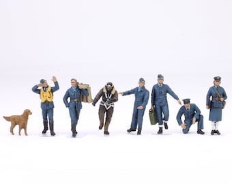 Figuras de pilotos y tripulaciones de la RAF de la Segunda Guerra Mundial pintadas a mano, escala 1:48.