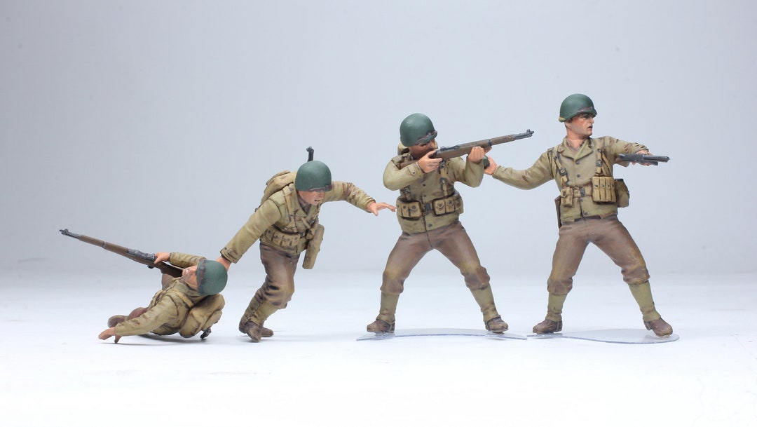 塗装済みフィギュア アメリカ歩兵 ノルマンディー上陸作戦 1944年 (4体
