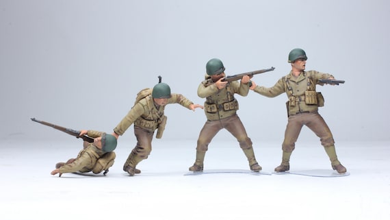 1/35 ジオラマ完成品 「NORMANDY 1944」ノルマンディー上陸作戦 塗装済みフィギュア アメリカ歩兵 ノルマンディー上陸作戦 1944年 (4体