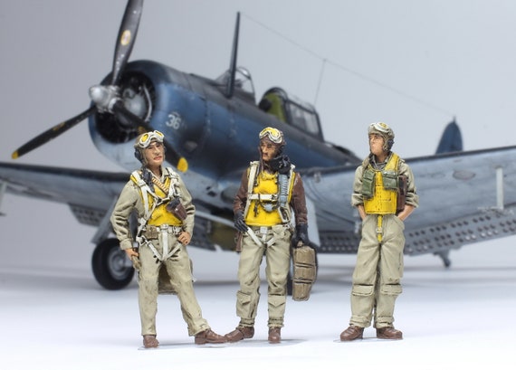 手作り塗装済みアメリカ海軍パイロット第二次世界大戦フィギュア 1/48
