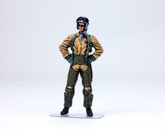 Painted Figure Modern USAF Fighter Pilot in Desert Uniform for F14 F18 A10 F22 F35 F16 1:32 scale (Built and painted by Professional skills)