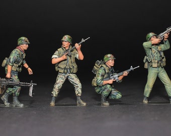 Gemalte Figur ARVN Ranger Saigon 1968 (4 Figuren) in der Schlacht, Vietnam Krieg 1:35 Maßstab (Gebaut und gemalt durch Professionelle Fähigkeiten)