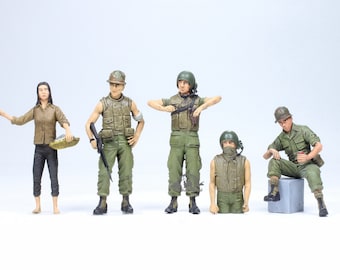 塗装済みフィギュア：アメリカ軍戦車兵と民間人女性（5体）ベトナム