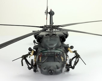 Handmade 1:35 MH-60L Black Hawk Model with Crew