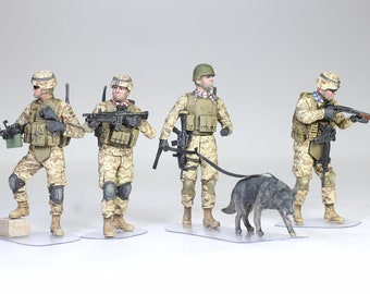 Painted Figure USMC Infantrymen (04 figures) in fight Iraq/Afghanistan modern war 1:35 scale (Built and painted by Professional skills)