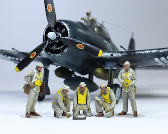 Painted figures US Navy Pilots (6 figures) WWII 1:48 (Built and painted by Professional skills)