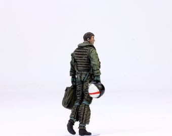塗装済みアメリカ空軍戦闘機パイロットフィギュア：1/32スケール