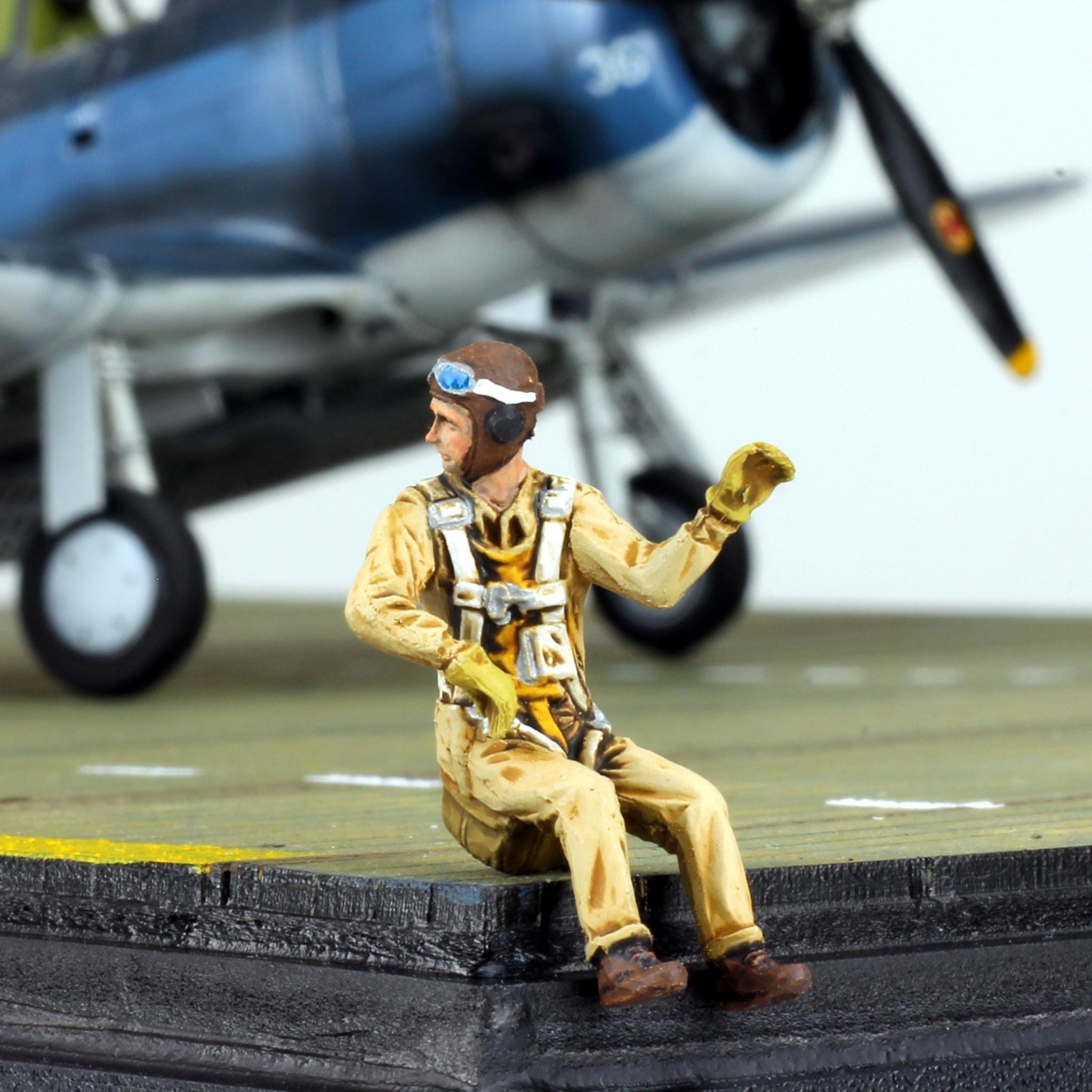Painted US Navy Pilot Figure WWII 1:48 Scale Model - Etsy