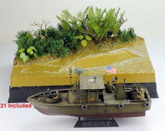 Base de diorama del río Mekong a escala 1/35: Exhibición de Pibber PBR31 de la Guerra de Vietnam