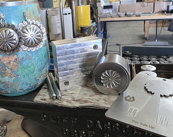 1.5 Concho Earring Making Kit #1 Classic Concho Impression Die/2 Stamps/Pancake Die & Forming Die