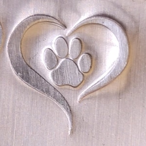 Whimsy Heart w/Dog Paws- Right Paw/Left Paw-Metal Stamps