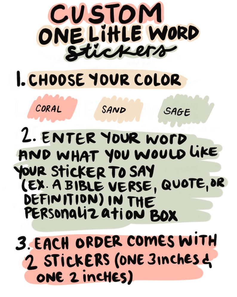 2024 Word of the Year Vinyl Sticker Personalized One Little Word