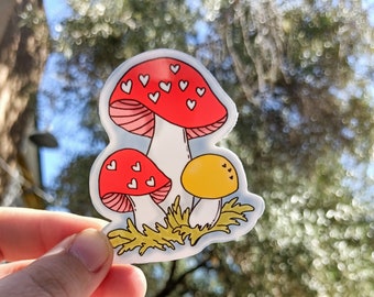 Merry Mushroom Vinyl Sticker, Waterproof Water Bottle Decal