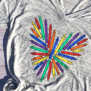 Crayon Heart Unisex Teacher Tshirt, Art Teacher shirt