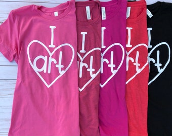 I Heart Art T-shirt: Unisex konstlärare-tröja