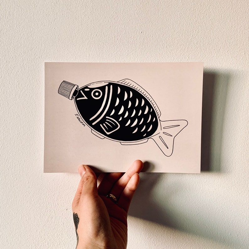 Soy Sauce Fish Bottle A5 Art Print Etsy