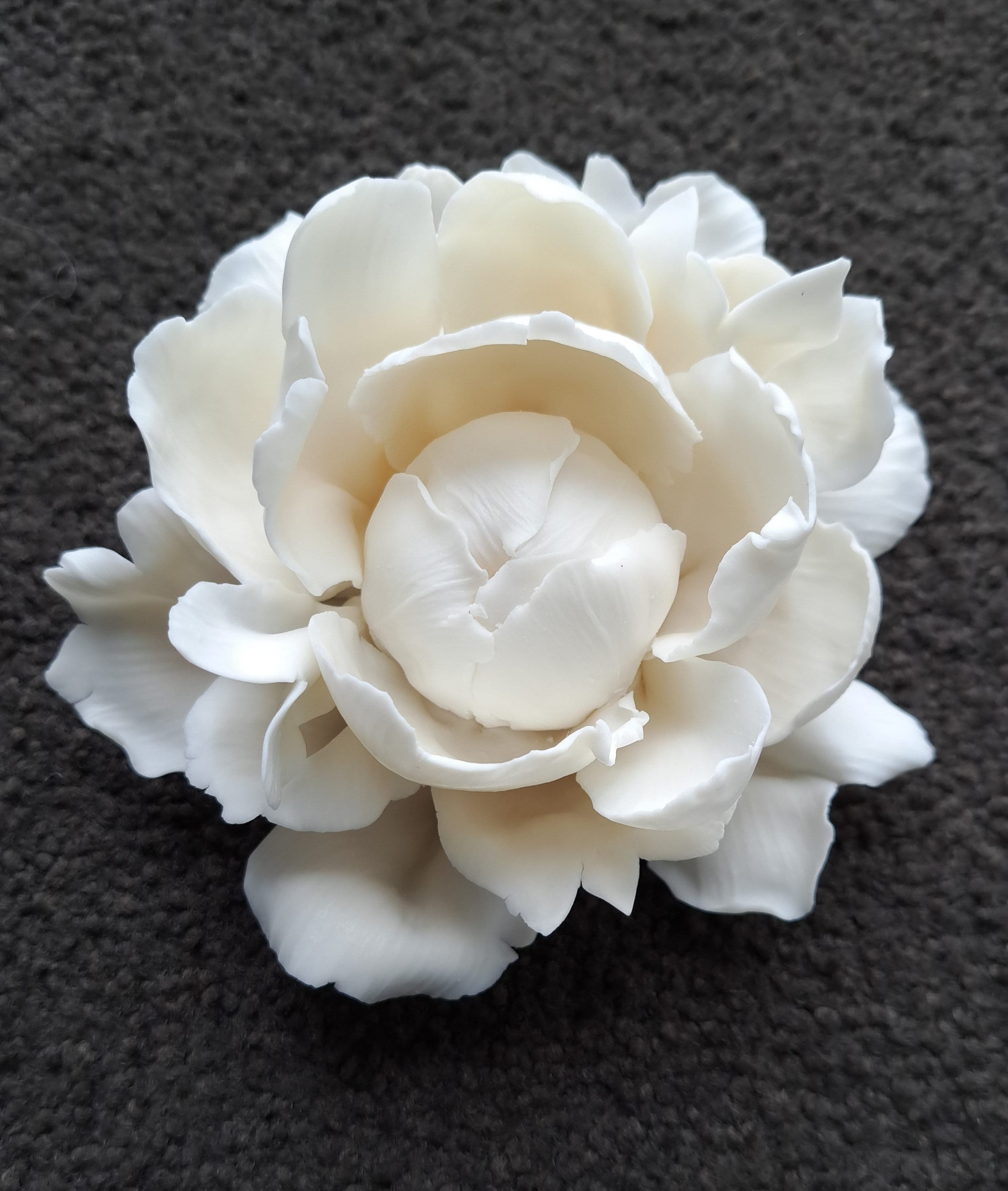 6x6 Clay Floral Open White Peony with Buds Bouquet Artwork main image 0