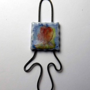 Handmade Porcelain bead - charm, pendant, earrings, ceramic connector - jewelry making component  / item # 811