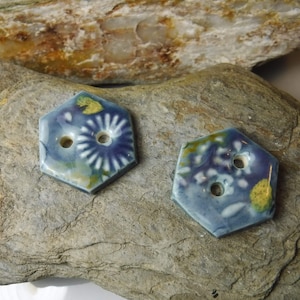 2 Ceramic Buttons / Ceramic Jewelry Supplies  &  Components / items #674